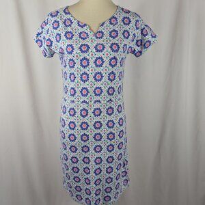 T by Talbots Floral Dress Short Sleeve V-Neck Casual Cross Back Womens Sz S P